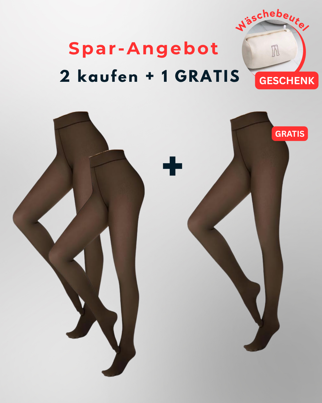 InvisiTights™ - gefütterte Strumpfhose (2025 Version) mit gefüttertem Fuß - 220g in Schwarz