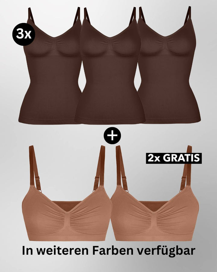 PREMIUM InvisiShape - Top mit verstellbaren Trägern & InvisiBra "Soft" 1.0 - 5er Set