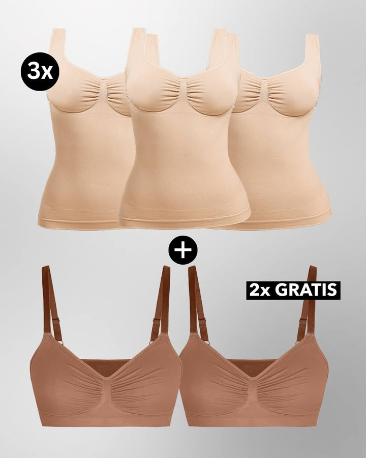 PREMIUM InvisiShape - Top mit breiten Trägern & InvisiBra "Soft" 1.0 - 5er Set