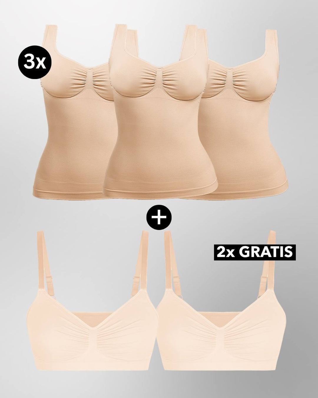 PREMIUM InvisiShape - Top mit breiten Trägern & InvisiBra "Soft" 1.0 - 5er Set