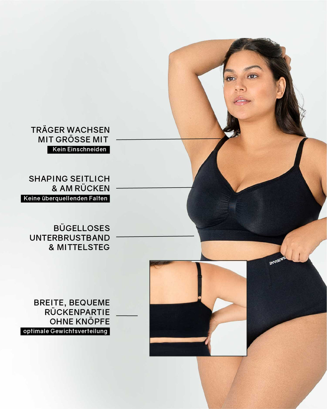 InvisiBra "Soft" 1.0 & 2.0 - Bügellose BHs zum Reinschlüpfen - 4er Set